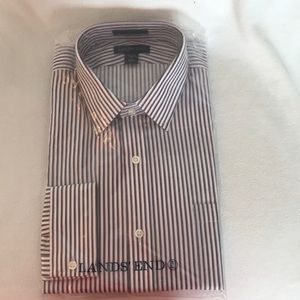 Men’s lands end stripes long sleeve dress shirt